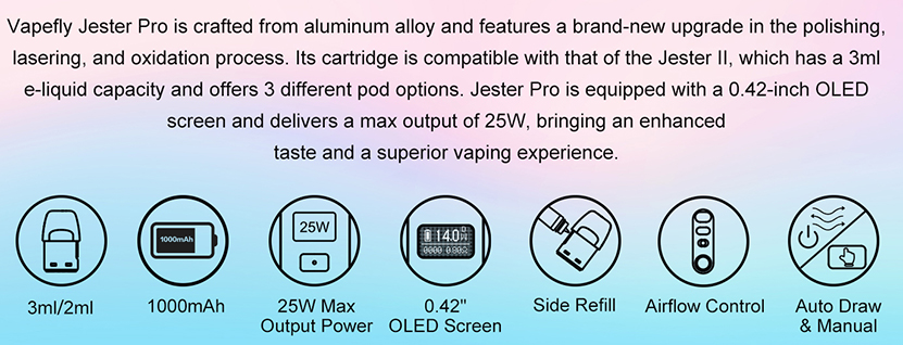 Vapefly Jester Pro Pod Kit Features