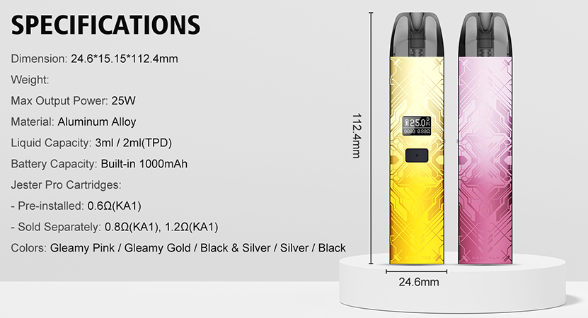 Vapefly Jester Pro Pod Kit Specifications