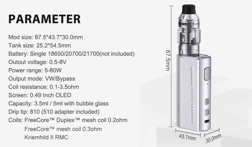 Vapefly Kriemhild 80W Mod Full Specification