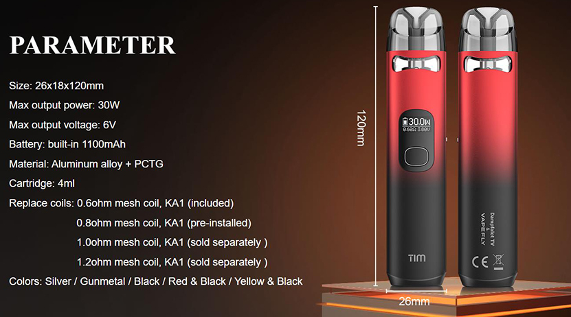 Vapefly Tim Pod Kit Parameters