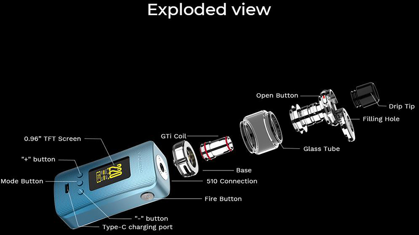 Vaporesso GEN 200 Kit iTank 2 Edition Exploded View