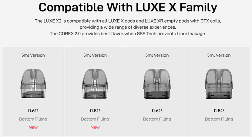 Vaporesso LUXE X2 Kit Compatible Pods