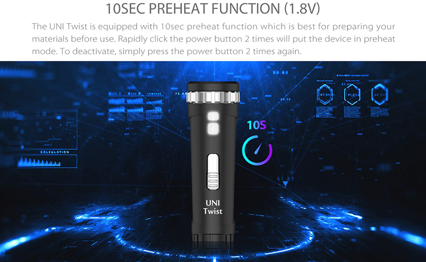 Yocan UNI Twist Mod Preheat Function